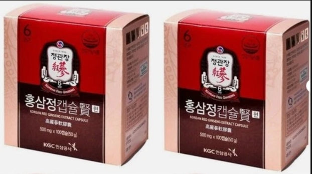 KGC CheongKwanJang Korean Red Ginseng Extract Capsules (500mg x 100 Capsule) x 2 box