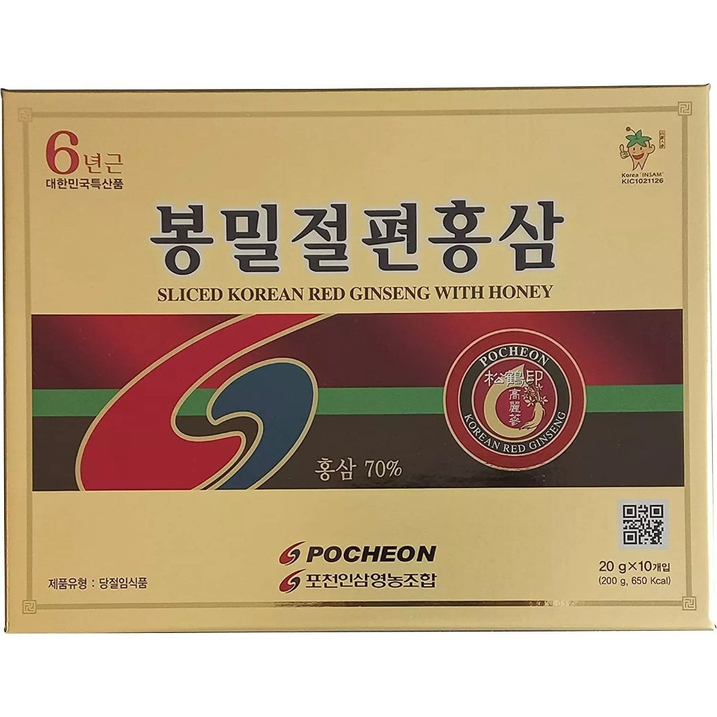 Korean 6 Year Red Ginseng Root Slice Case 20g x 10packs 1 box