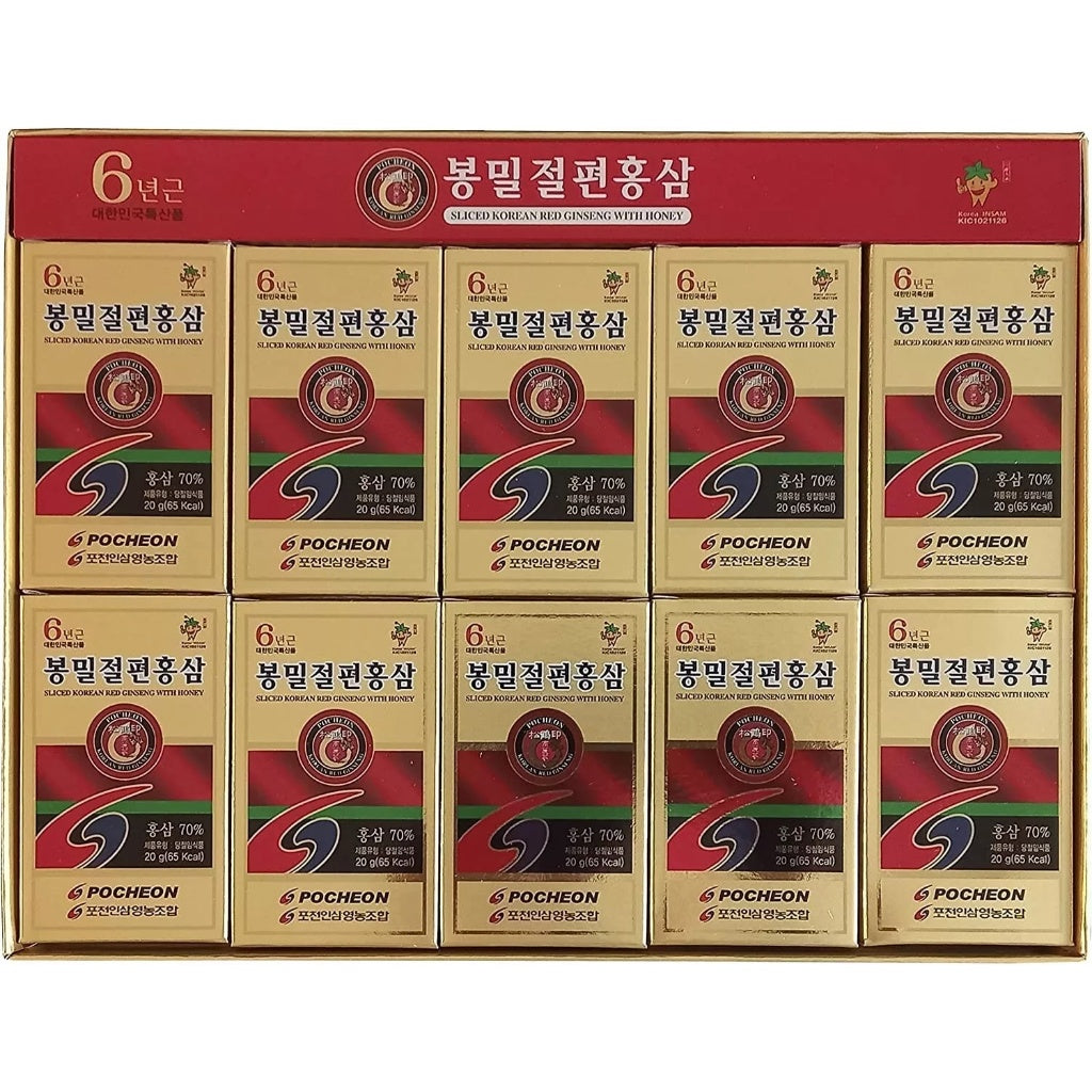 Korean 6 Year Red Ginseng Root Slice Case 20g x 10packs 1 box