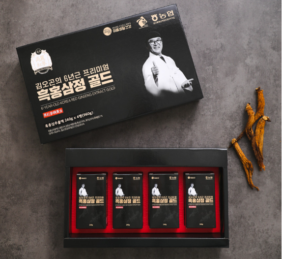 Korea 6 Year Premium Black Red Ginseng Extract Tea Gold 240g x 4 bottle set