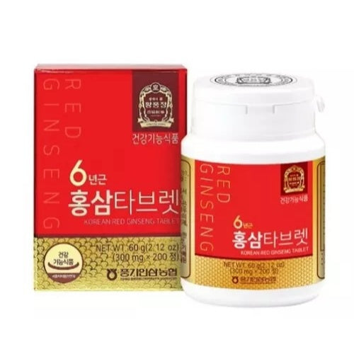 Korea 6 Year Red Ginseng Tablet 60g(300mg x 200 tablets) Red Ginseng Powder 100%