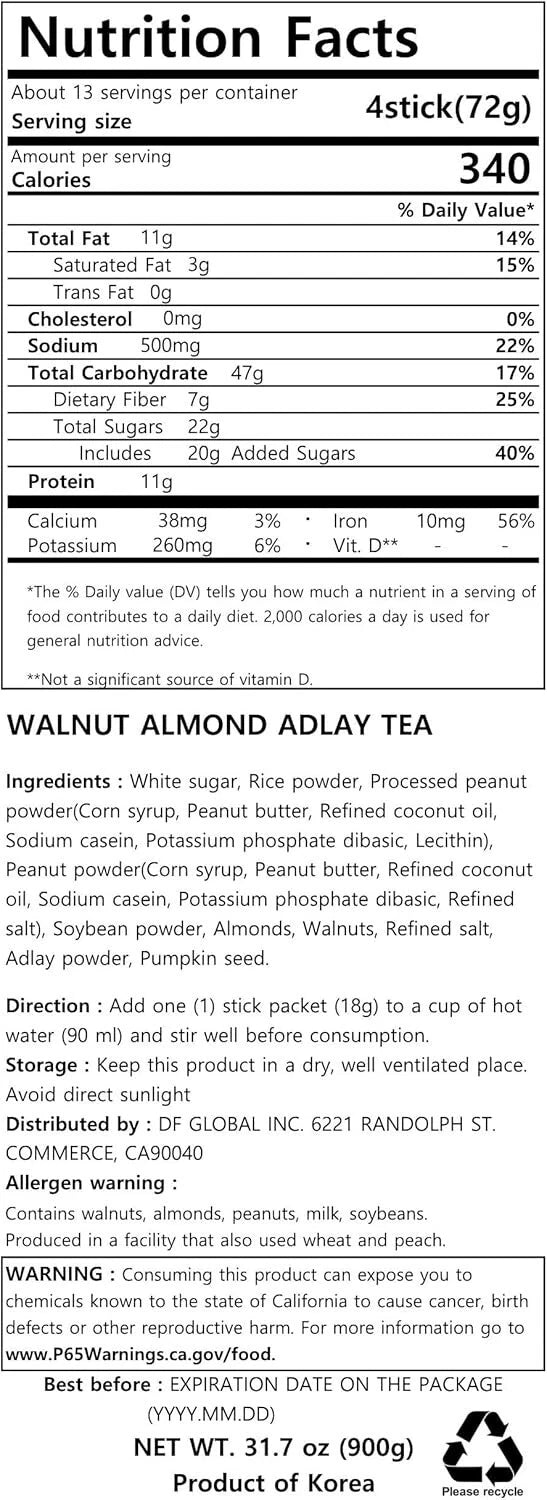 [HEALTH TEA] Korea Food Walnut Almond & Adlay Tea 18g x 50T Savory & delicious