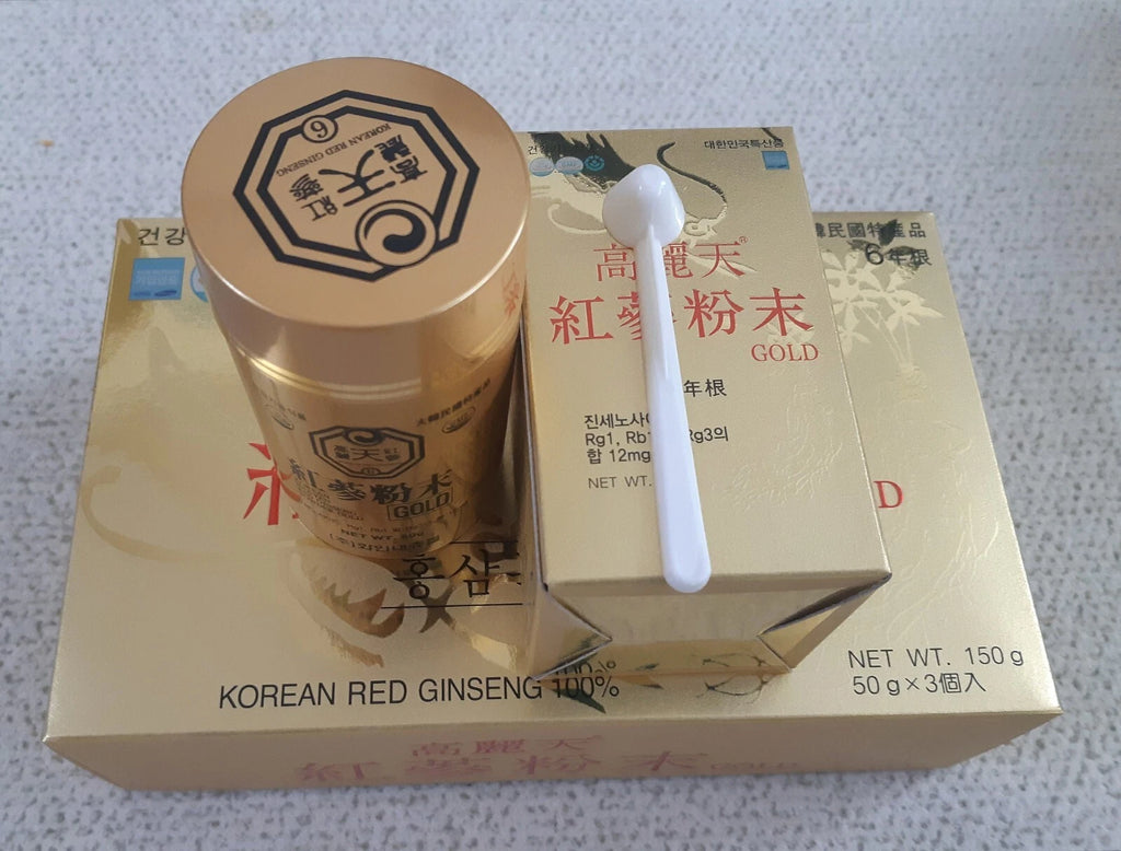 Korea Heaven Grade 6 Years Red Ginseng Powder 100% Gold 50g x 3 bottle Set Harvested from Korean Root Powder