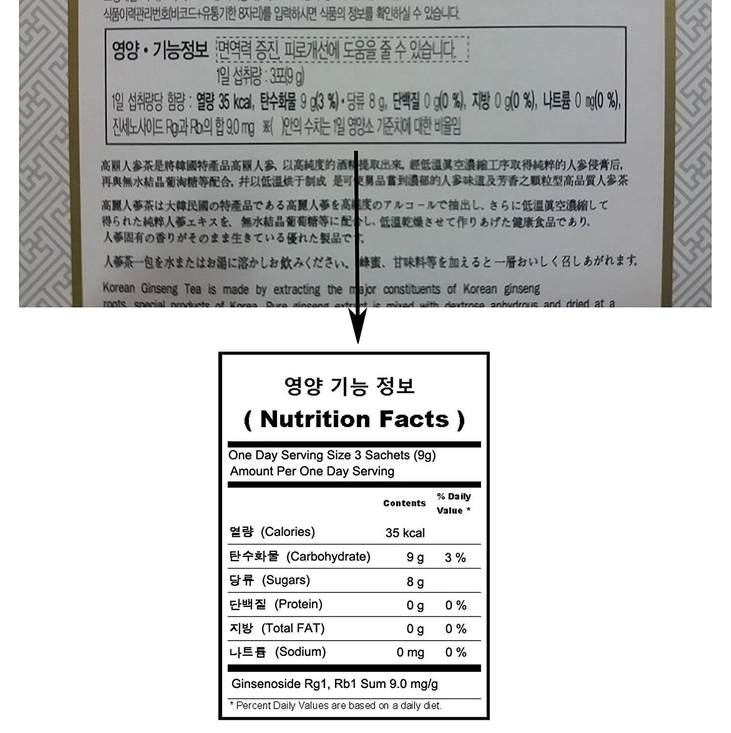 ILHWA 300g Korean Ginseng Roots Extract Tea, High Ginsenoside Rg1+Rb1= 9~10mg/g