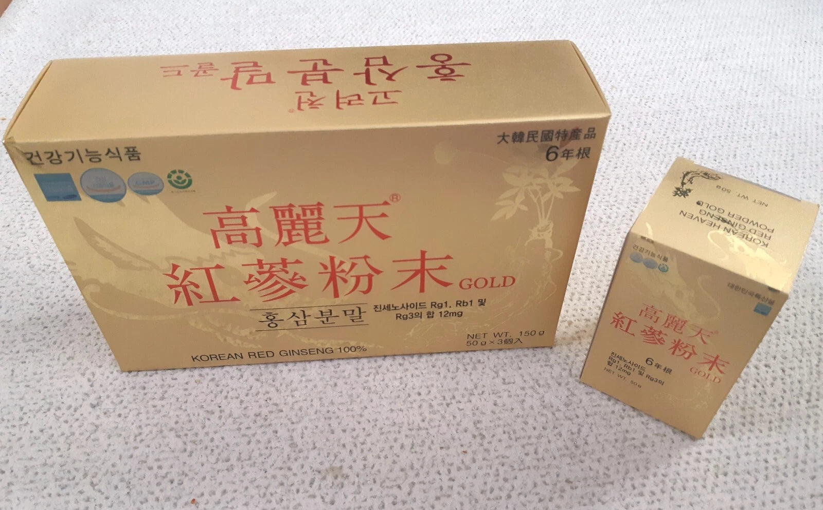 Korea Heaven Grade 6 Years Red Ginseng Powder 100% Gold 50g x 3 bottle Set Harvested from Korean Root Powder