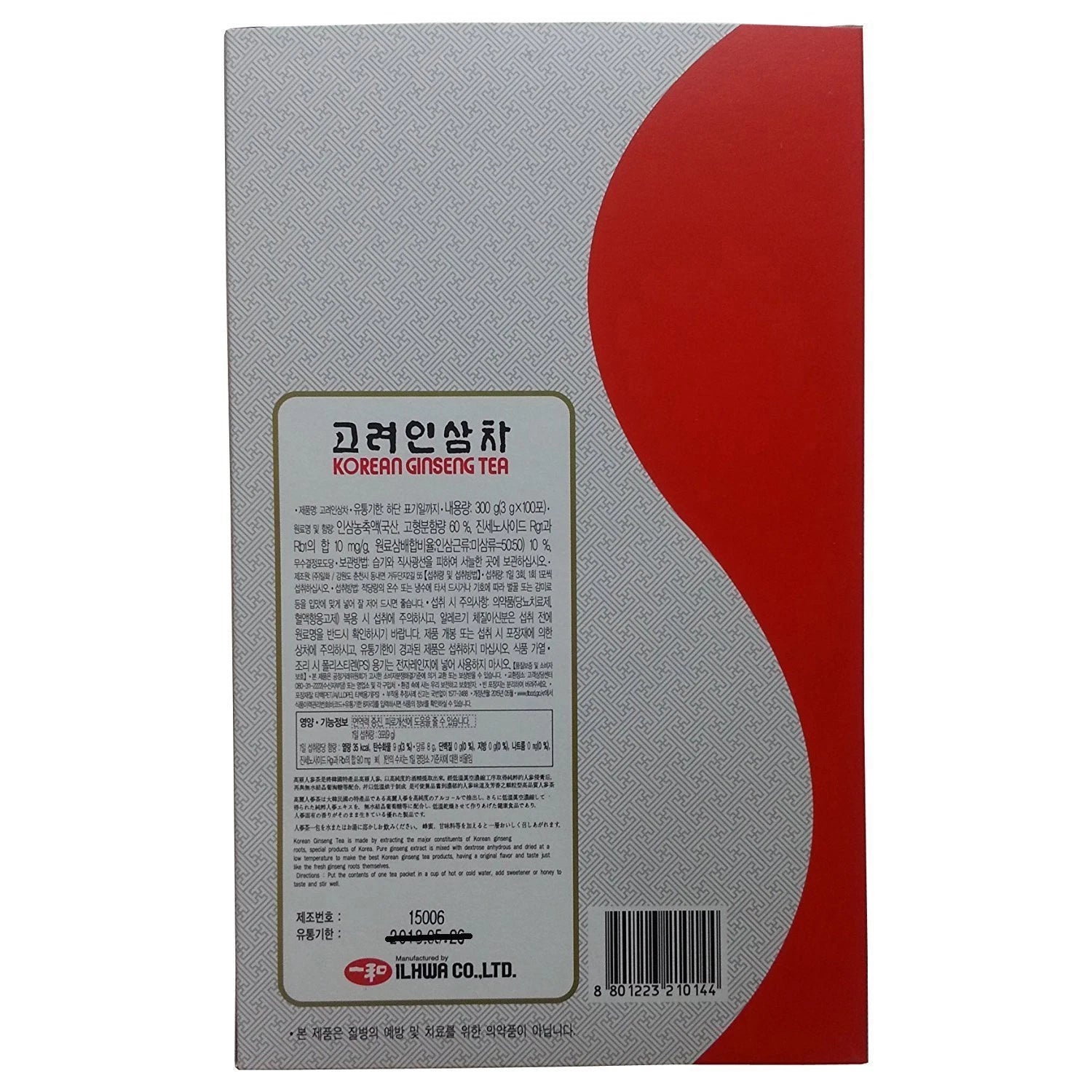 ILHWA 300g Korean Ginseng Roots Extract Tea, High Ginsenoside Rg1+Rb1= 9~10mg/g