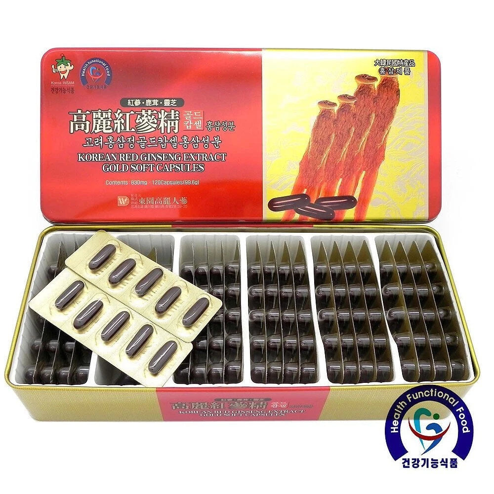 Korean Red Ginseng Extract Gold Soft Capsule 830mg x 120 Tablets(99.6g) Saponine