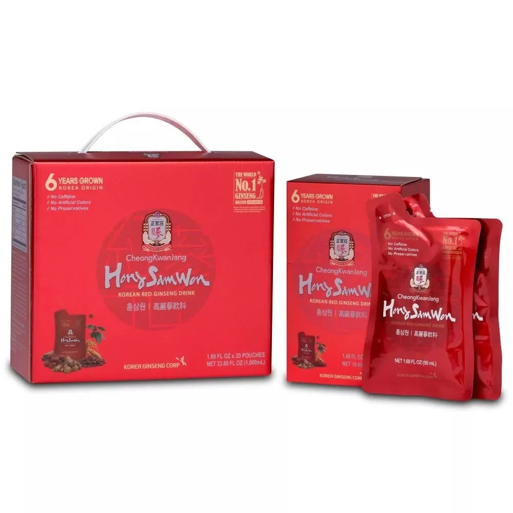 Cheong Kwan Jang Hong Sam Won Pouch - Korean Red Ginseng Drink - 50mlx30 Pouches