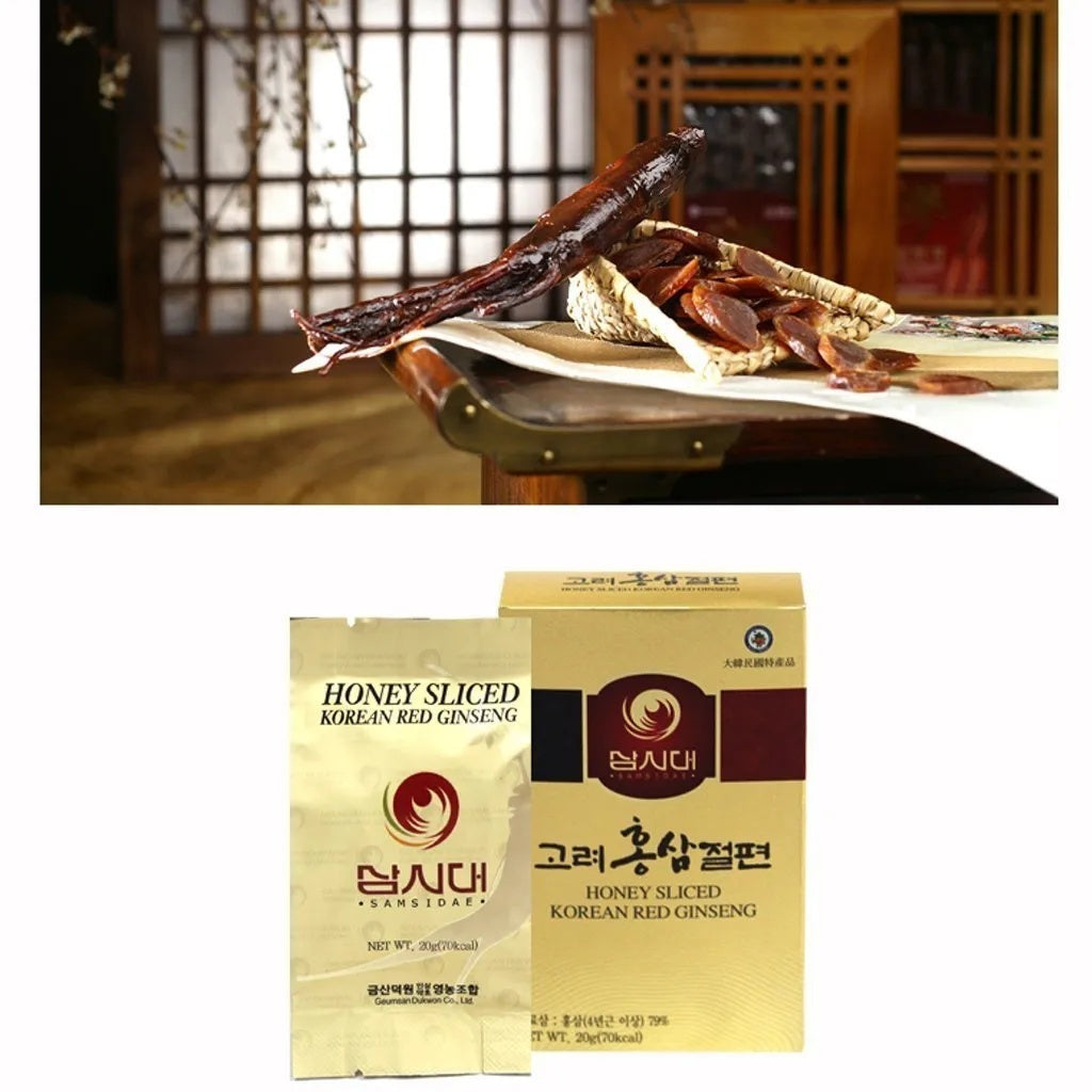 Deokwon Honeyed Korean Red Ginseng Slices 200g(20gx10pieces)/300g(200gx15pieces)