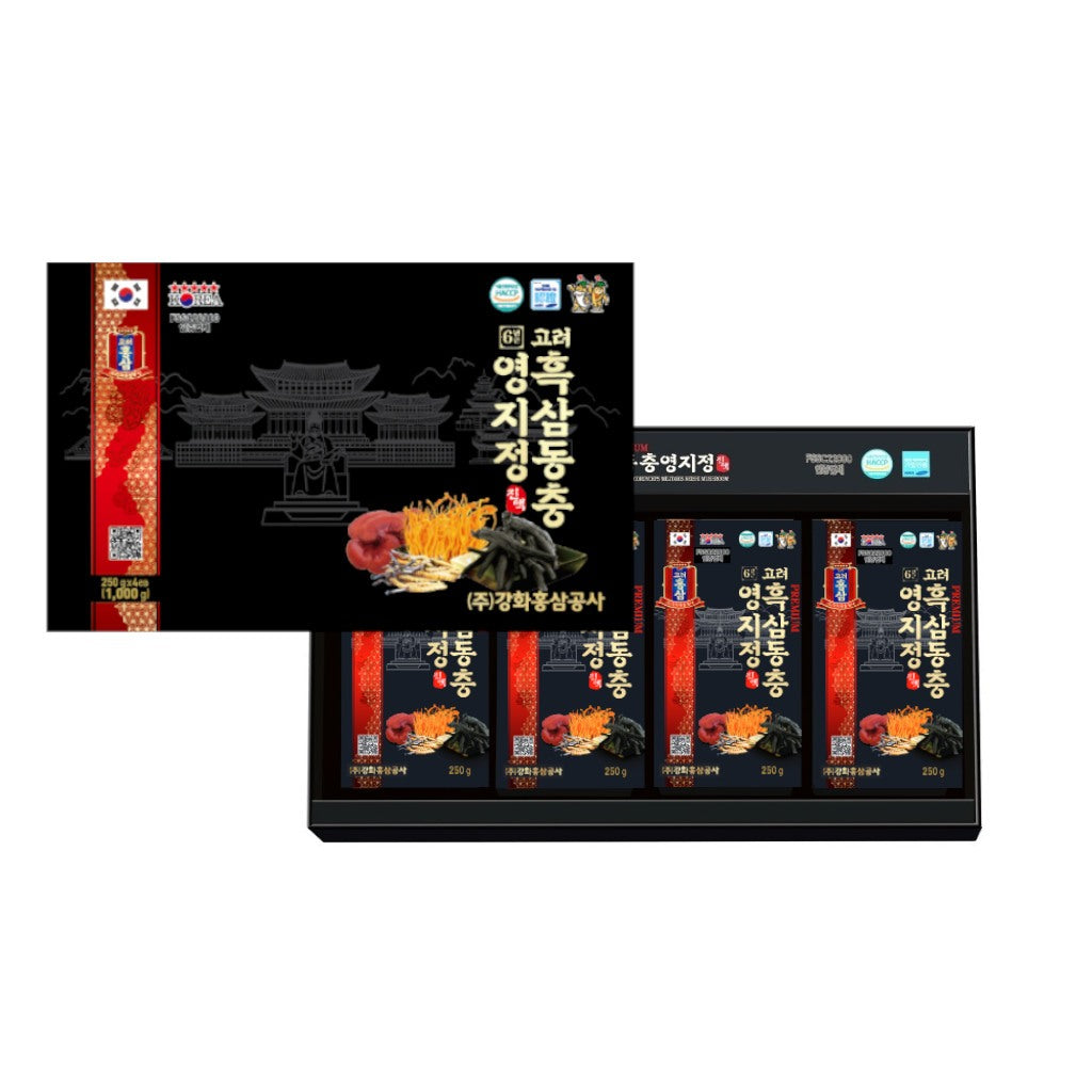 PREMIUM KOREAN BLACK GINSENG CORDYCEPS MILITARIS REISHI MUSHROOM 250g*4p