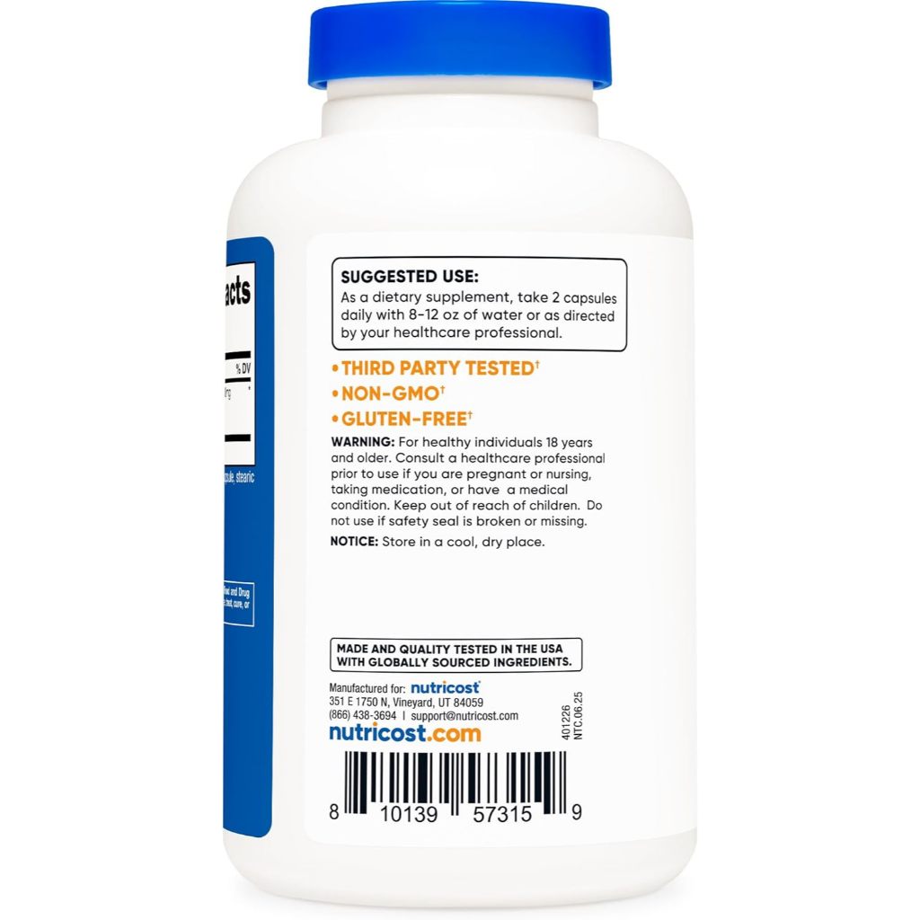 Nutricost Panax Ginseng 1000mg, 240 Capsules - Non GMO, Gluten Free, 120 Servings