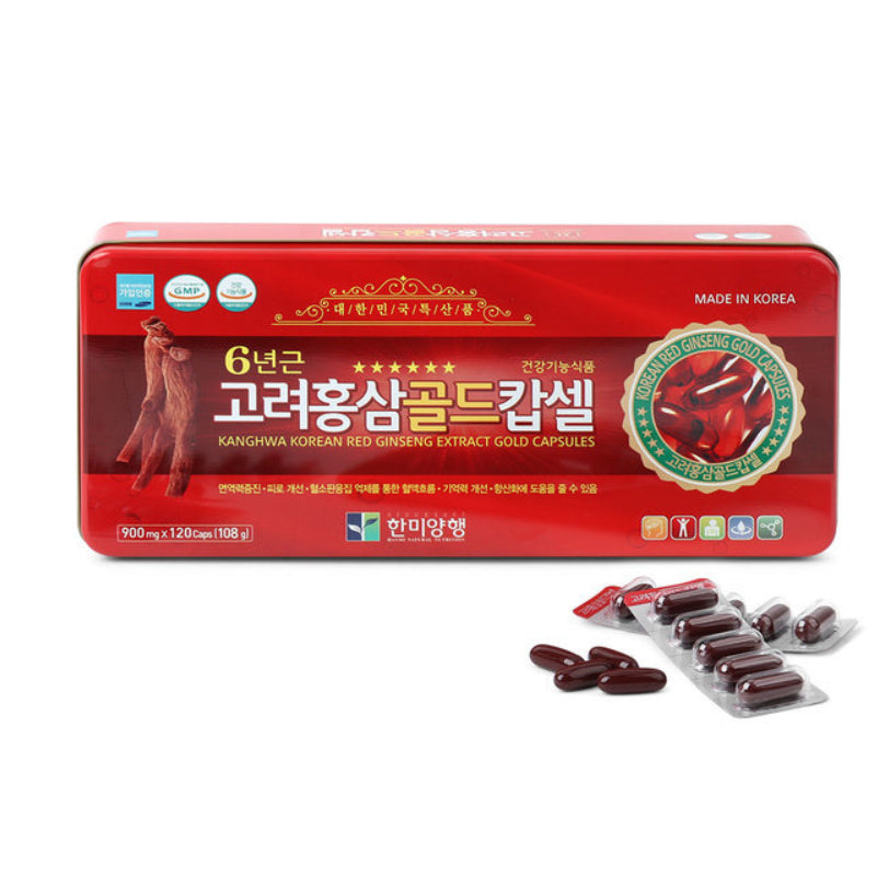 Korean Red Ginseng Extract Gold Capsules 900mg x120caps(108g) Saponin Panax ginsenoside 3mg/1 capsule
